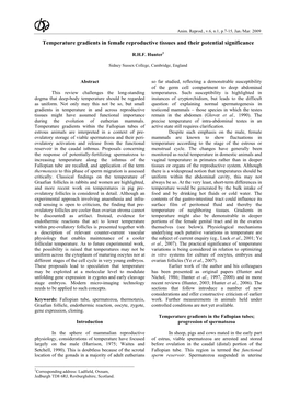 Temperature Gradients in Female Reproductive Tissues and Their Potential Significance