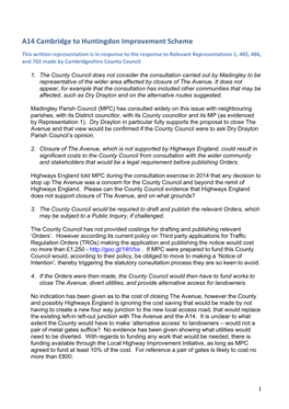 A14 Cambridge to Huntingdon Improvement Scheme