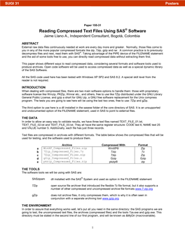 Reading Compressed Text Files Using SAS Software