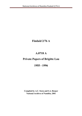 Findaid 2/76 a A.0718 a Private Papers of Brigitte Lau 1955