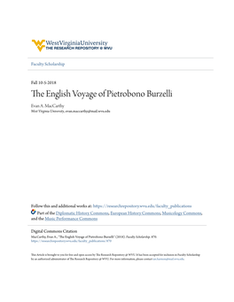 The English Voyage of Pietrobono Burzelli