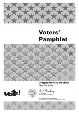 Voters' Pamphlet Primary Election May 2008