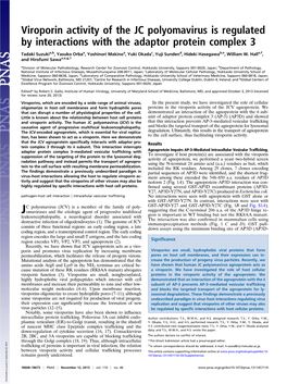 Viroporin Activity of the JC Polyomavirus Is Regulated by Interactions with the Adaptor Protein Complex 3