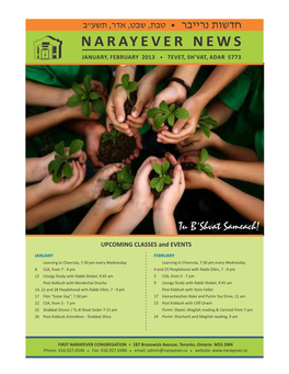 Newsletter for More Social Action! We Would Love to Hear from You! Please Send Comments to Newsletter@Narayever.Ca Shayne Robinson Socialaction@Narayever.Ca