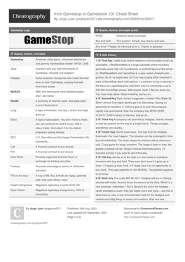 From Gamestop to Gamestonk 101 Cheat Sheet by Jorgejuan007