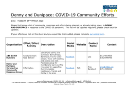 Denny and Dunipace: COVID-19 Community Efforts