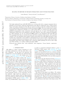 Arxiv:1708.06798V2 [Astro-Ph.SR] 28 Sep 2017 Rium (LTE) Analysis to Derive Estimates on the Eﬀec- the Subdwarf Wind