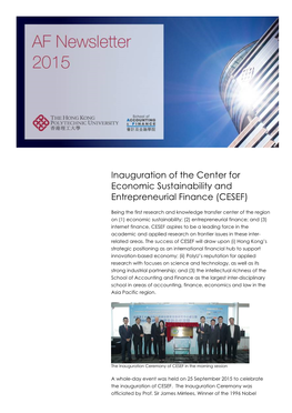 Inauguration of the Center for Economic Sustainability and Entrepreneurial Finance (CESEF)