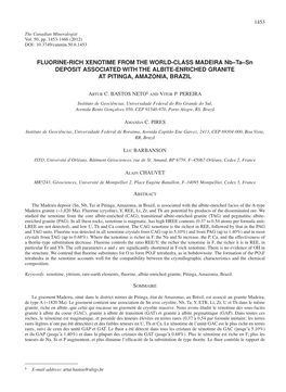 FLUORINE-RICH XENOTIME from the WORLD-CLASS MADEIRA Nb–Ta–Sn DEPOSIT ASSOCIATED with the ALBITE-ENRICHED GRANITE at PITINGA, AMAZONIA, BRAZIL