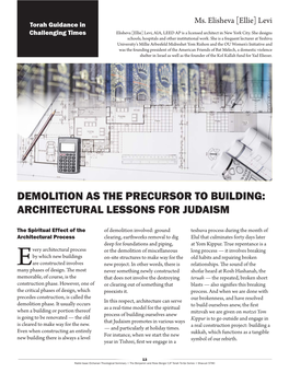 Demolition As the Precursor to Building: Architectural Lessons for Judaism
