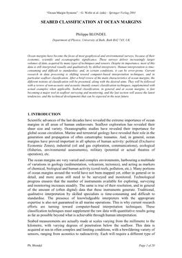 Seabed Classification at Ocean Margins