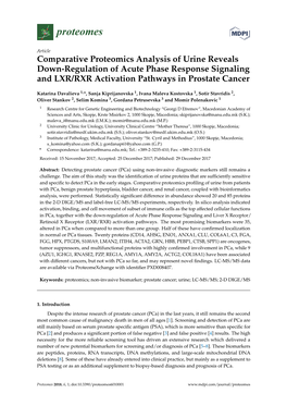 Comparative Proteomics Analysis of Urine Reveals Down-Regulation of Acute Phase Response Signaling and LXR/RXR Activation Pathways in Prostate Cancer