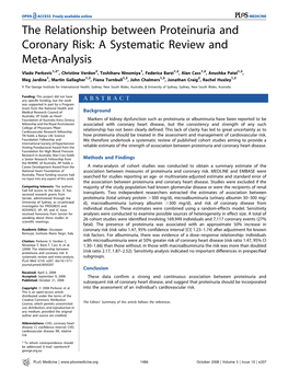 The Relationship Between Proteinuria and Coronary Risk: a Systematic Review and Meta-Analysis