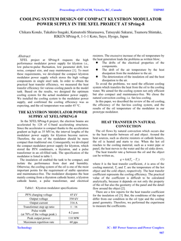 COOLING SYSTEM DESIGN of COMPACT KLYSTRON MODULATOR POWER SUPPLY in the XFEL PROJECT at Spring-8