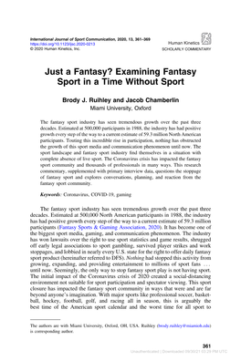 Examining Fantasy Sport in a Time Without Sport