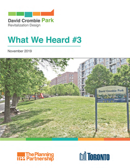 David Crombie Revitalization Design What We Heard #3 November 2019