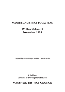 Written Statement November 1998 MANSFIELD DISTRICT COUNCIL