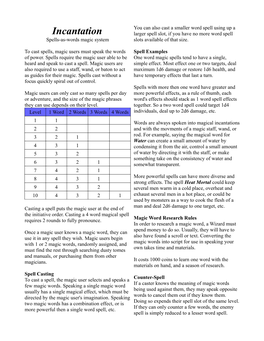 Incantation Larger Spell Slot, If You Have No More Word Spell Spells-As-Words Magic System Slots Available of That Size