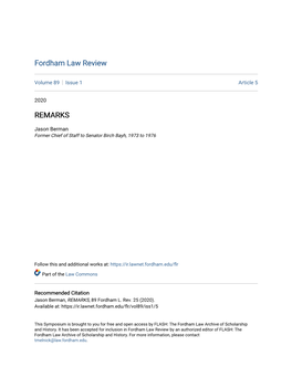 Fordham Law Review REMARKS