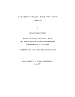 Finite Element Analysis of Hybrid Boron-Carbon