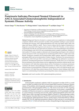 Proteinuria Indicates Decreased Normal Glomeruli in ANCA-Associated Glomerulonephritis Independent of Systemic Disease Activity