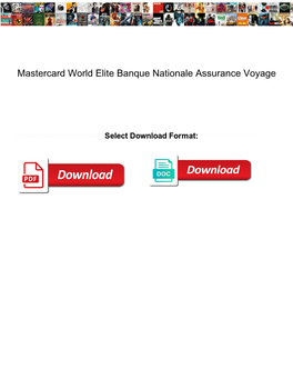 Mastercard World Elite Banque Nationale Assurance Voyage