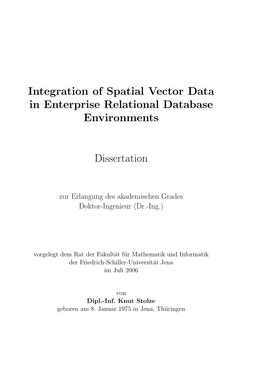 Integration of Spatial Vector Data in Enterprise Relational Database Environments