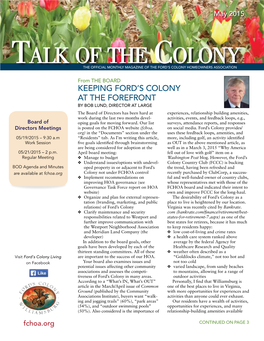 Talk of the Colony Talk of the Colony