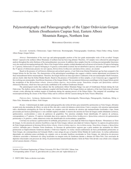 Palynostratigraphy and Palaeogeography of the Upper Ordovician Gorgan Schists (Southeastern Caspian Sea), Eastern Alborz Mountain Ranges, Northern Iran