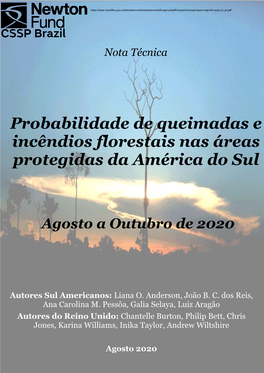 Probabilidade De Queimadas E Incêndios Florestais Nas Áreas Protegidas Da América Do Sul