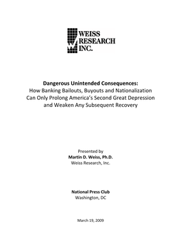 Weiss Research's Recent White Paper
