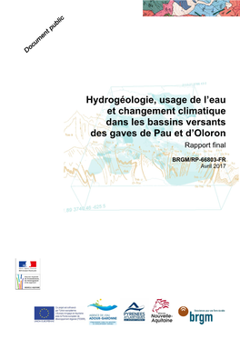 Hydrogéologie, Usage De L'eau Et Changement Climatique