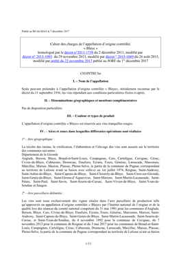 Cahier Des Charges De L'appellation D'origine Contrôlée Blaye