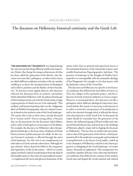 The Discourse on Hellenicity, Historical Continuity and the Greek Left