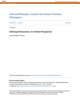 Defining Omniscience: a Feminist Perspective