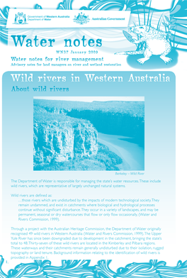 Wild Rivers in Western Australia About Wild Rivers