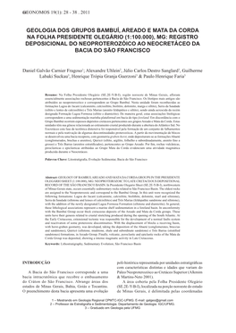 Geologia Dos Grupos Bambuí, Areado E Mata Da Corda Na Folha Presidente Olegário (1:100.000), Mg: Registro Deposicional Do Neop