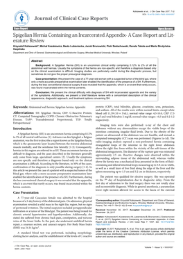 Spigelian Hernia Containing an Incarcerated Appendix- a Case