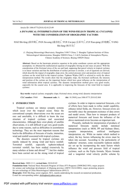 A Dynamical Interpretation of the Wind Field in Tropical Cyclones with the Consideration of Orographic Factors