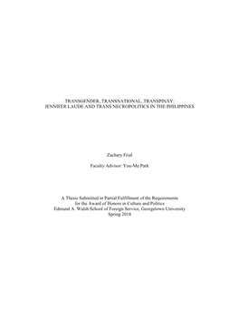 Transgender, Transnational, Transpinay: Jennifer Laude and Trans Necropolitics in the Philippines