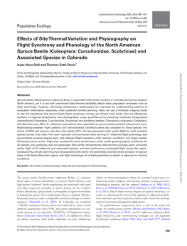 Effects of Site Thermal Variation and Physiography on Flight Synchrony