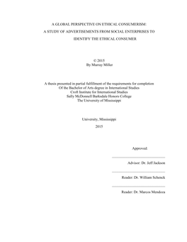 A Global Perspective on Ethical Consumerism: a Study of Advertisements from Social Enterprises to Identify the Ethical Consumer