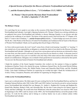 Bishop's Charge to Synod 2019