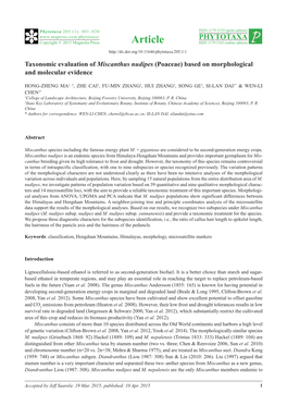 Taxonomic Evaluation of Miscanthus Nudipes (Poaceae) Based on Morphological and Molecular Evidence