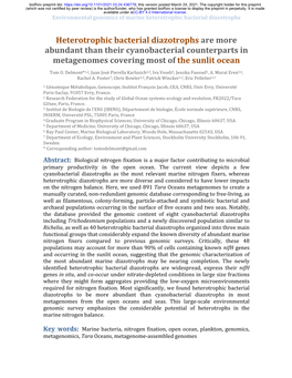 Heterotrophic Bacterial Diazotrophs Are More Abundant Than Their Cyanobacterial Counterparts in Metagenomes Covering Most of the Sunlit Ocean