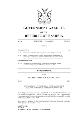 Government Gazette Republic of Namibia