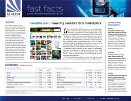 Fast Facts GLAC IER GLACIER INVESTOR RELATIONS | MARCH 31, 2016 MEDIA GROUP