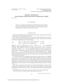 Optimal Filtration for Systems with Fractional Brownian Noises Udc 519.21