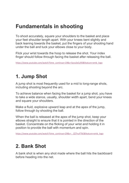 Fundamentals in Shooting