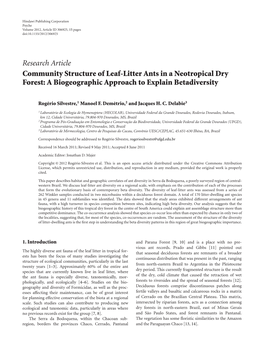 Community Structure of Leaf-Litter Ants in a Neotropical Dry Forest: a Biogeographic Approach to Explain Betadiversity